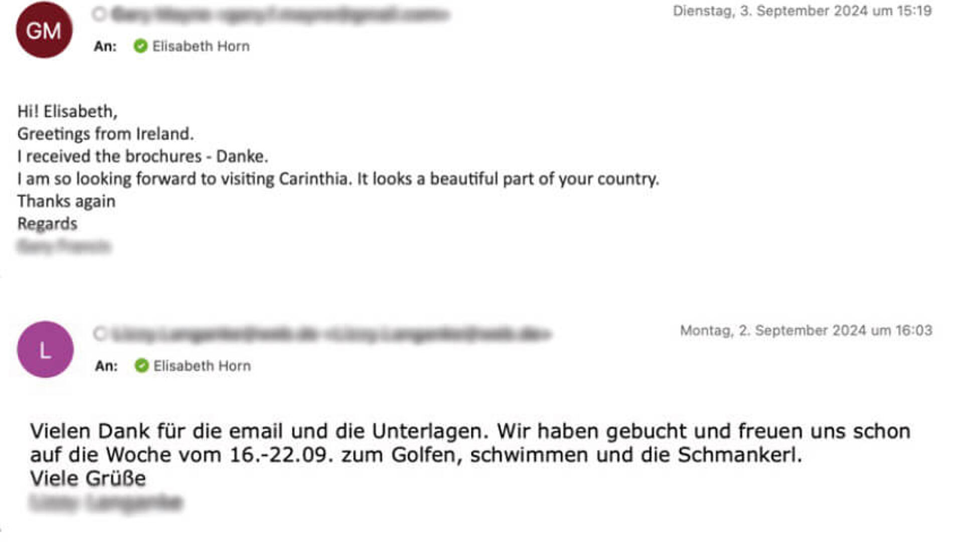 Gäste Rückmeldung