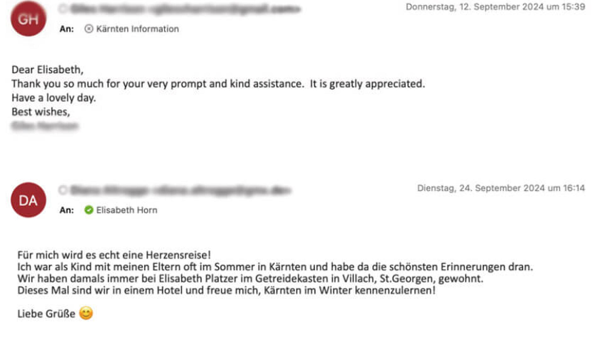 Gäste Rückmeldung