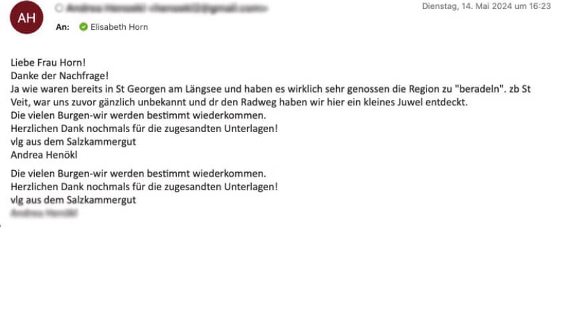 Gäste Rückmeldung
