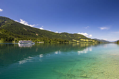 Schifffahrt auf dem Weissensee. Segeln und Boot fahren in Kärnten