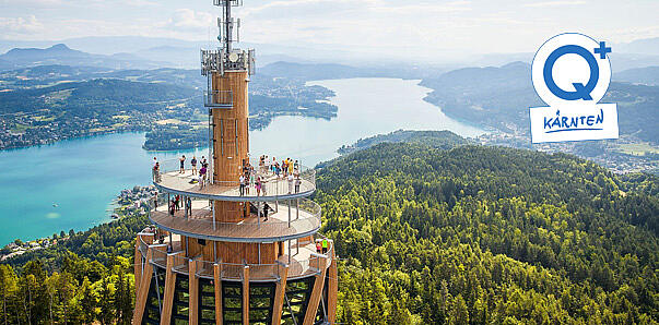 Flugaufnahme vom Pyramidenkogel am Wörthersee