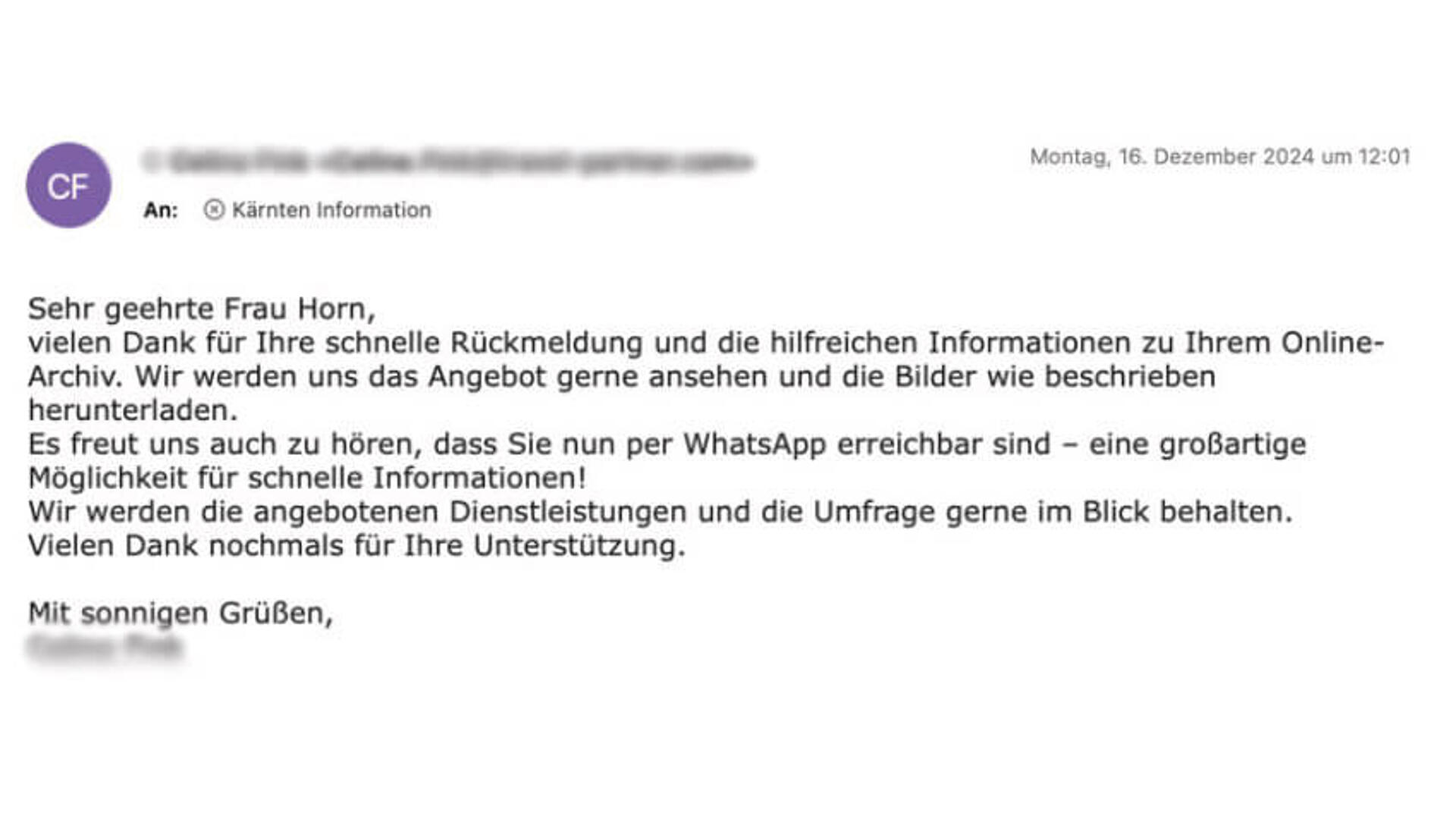 Gäste Rückmeldung