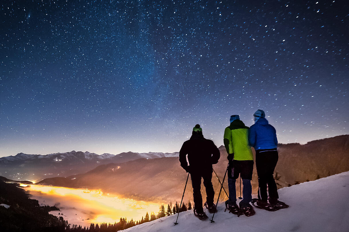 Sternlan schauen am Weissensee beim Schneeschuhwandern